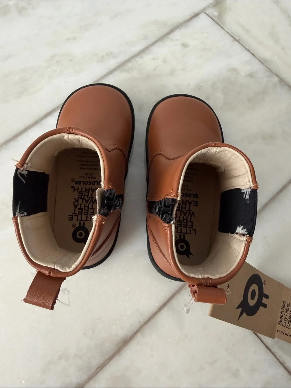 Old Soles Tan and Black Chelsea Boots for Kids